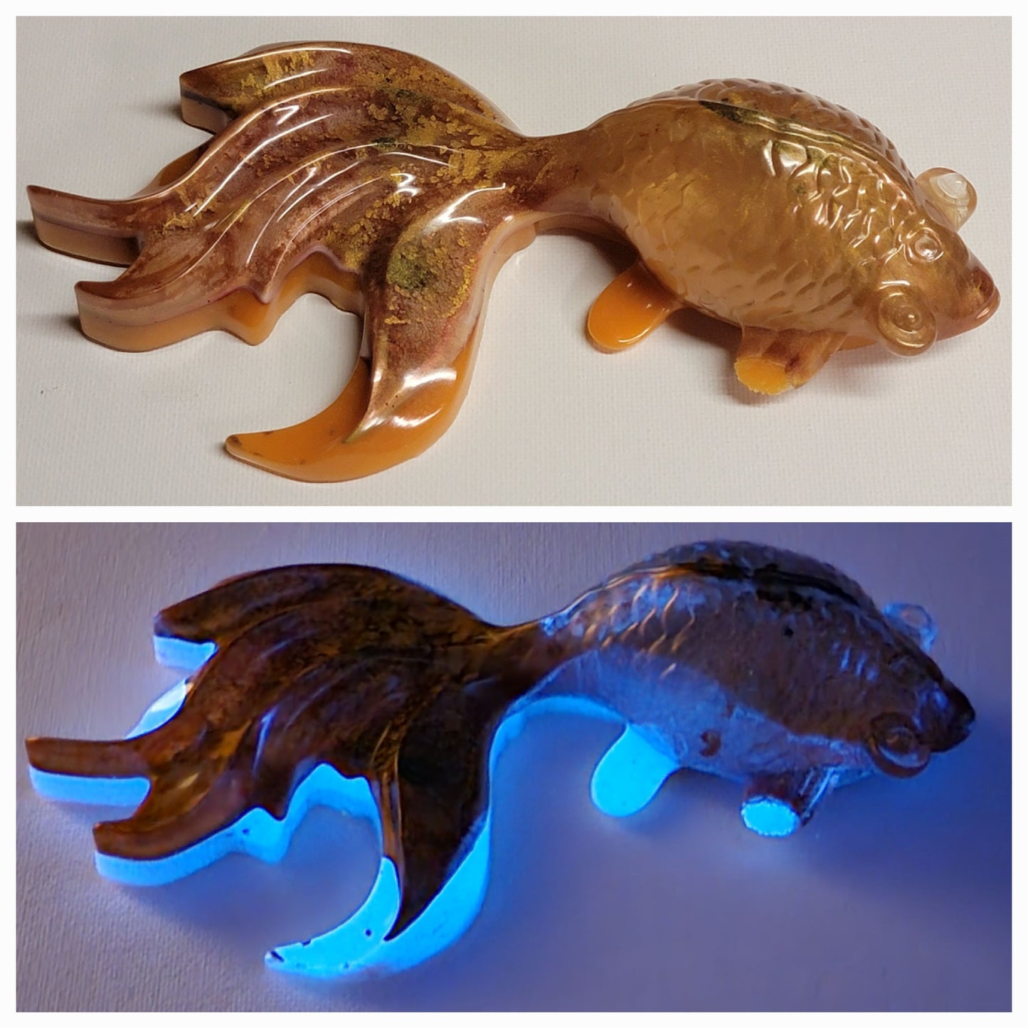 Large Resin Goldfish Figurine Glow in the Dark