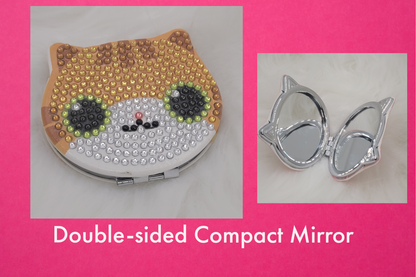 Double-sided Animal Shaped diamond art magnifying compact mirror
