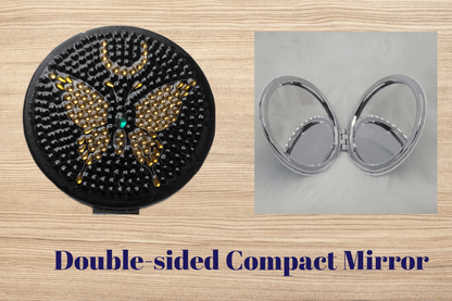 Double-sided Butterfly diamond art magnifying compact mirror
