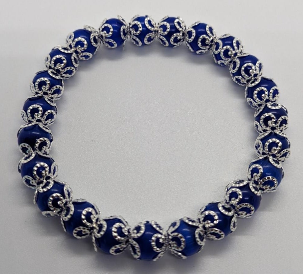 Beaded Elastic Bracelets-Blue