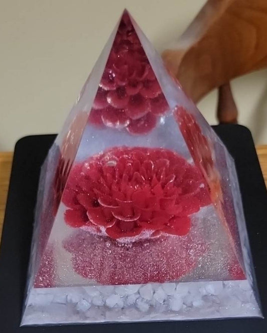 Red Resin Rose Pyramid illusion