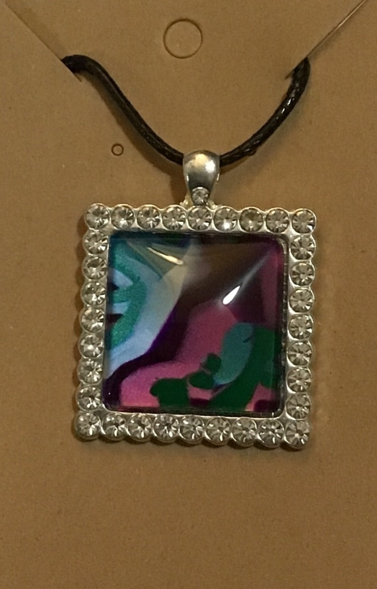 Rhinestone Square pendant necklace