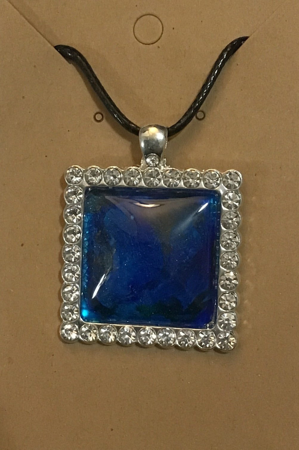 Rhinestone Square pendant necklace