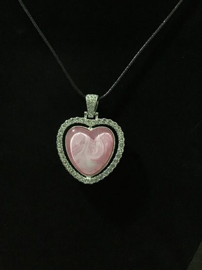 Rhinestone heart pendant double sided