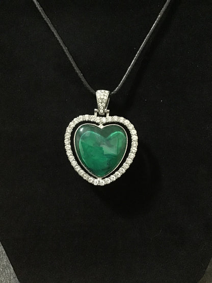 Rhinestone heart pendant double sided