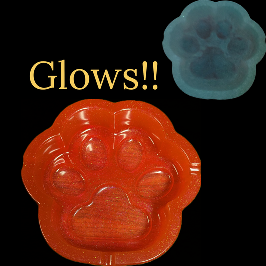 Extra Large paw print ashtray and/or trinket dish that glows