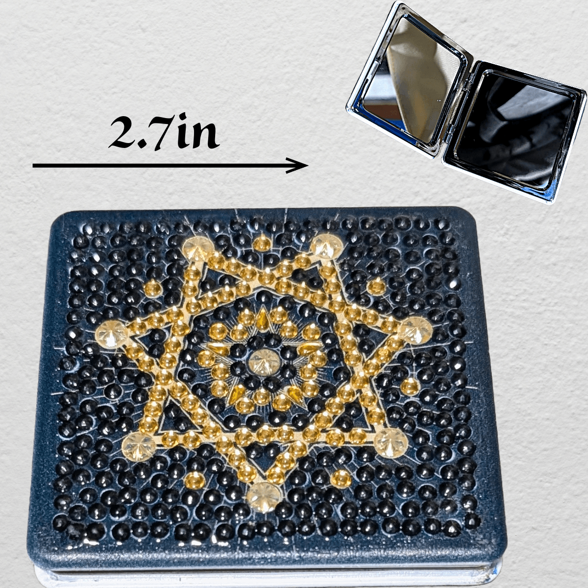 Square shaped Double-sided magnifying compact mirror