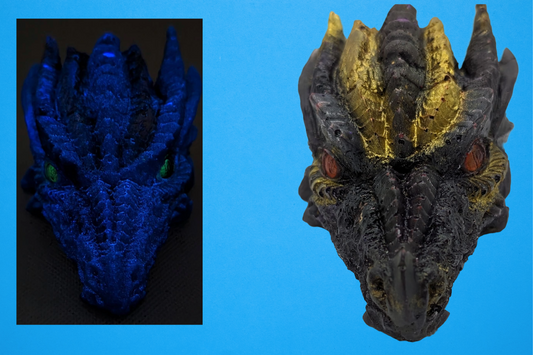 Glow in the dark dragon head with glowing eyes