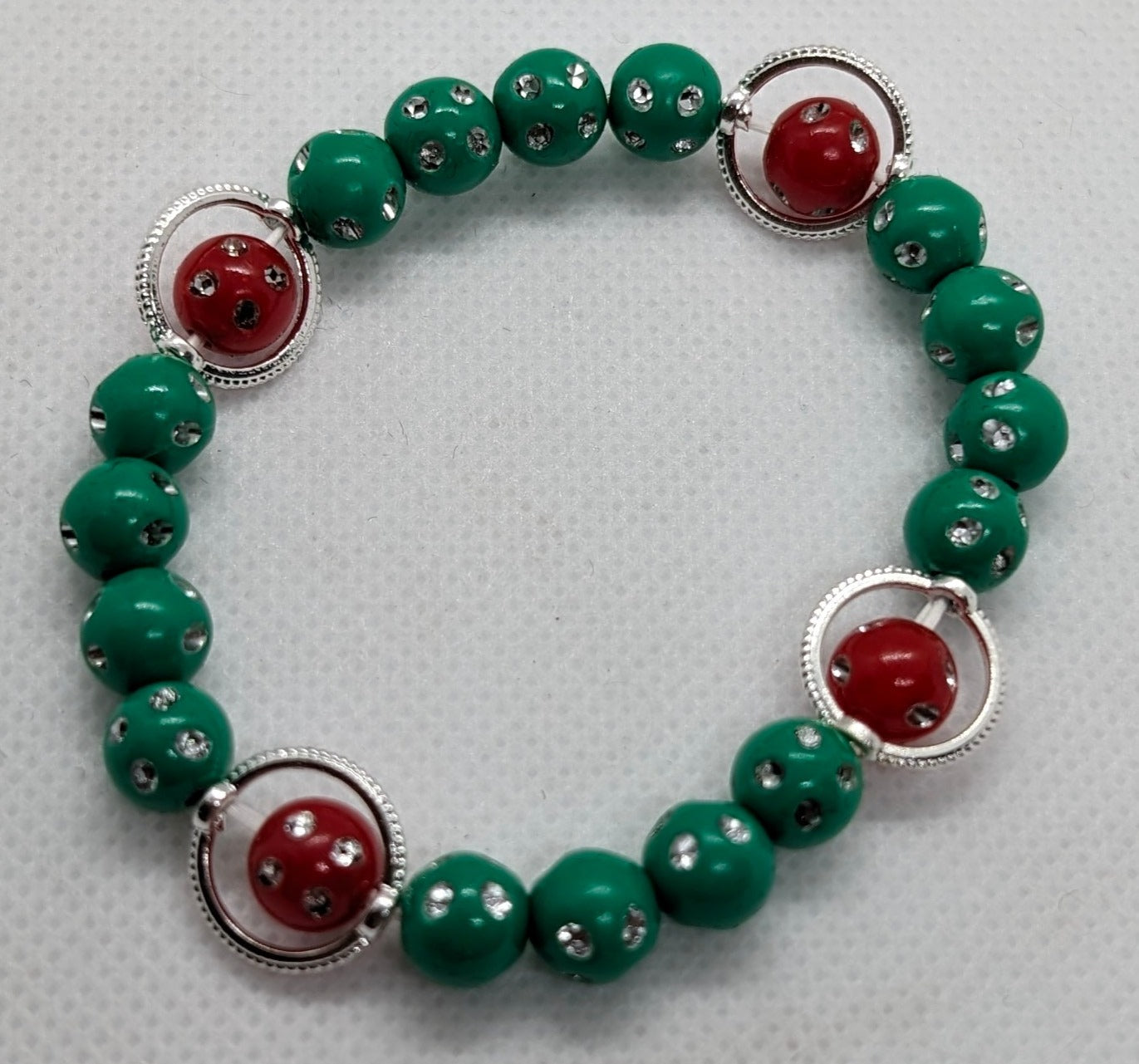 Beaded Elastic Bracelets- Green