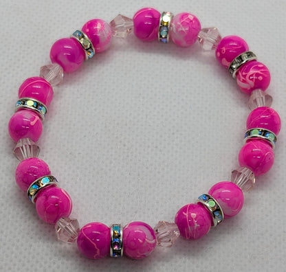 Beaded Elastic Bracelets-Pink