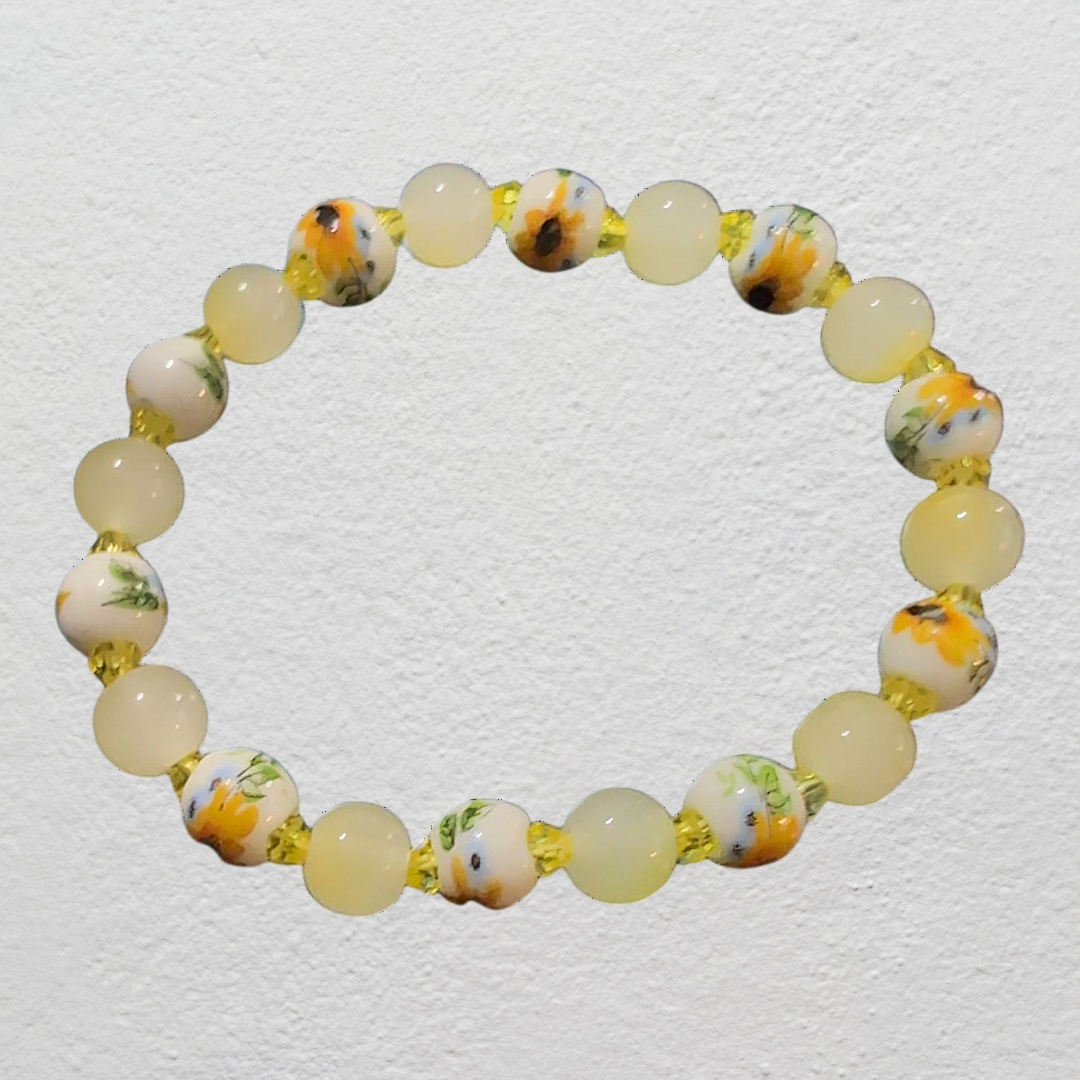 Beaded Elastic Bracelets-Yellow