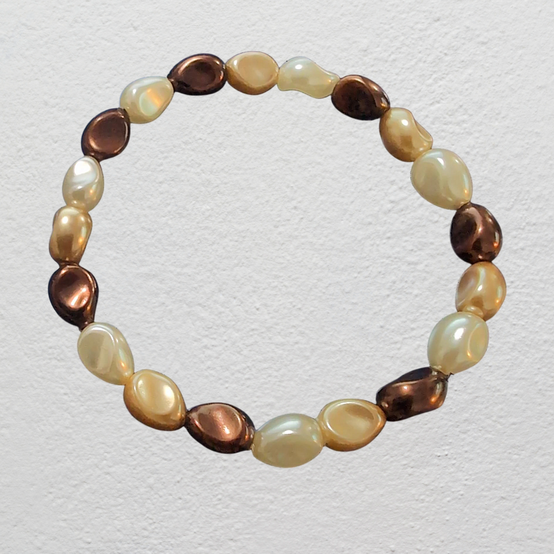 Beaded Elastic Bracelets-Brown