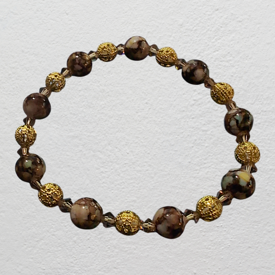 Beaded Elastic Bracelets-Brown