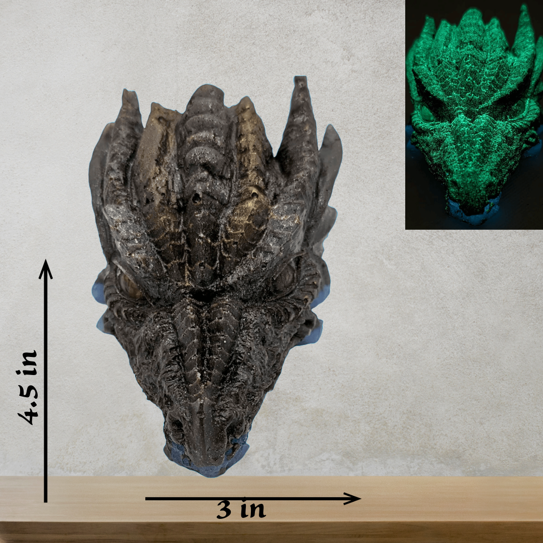 Dragon head with glowing eyes