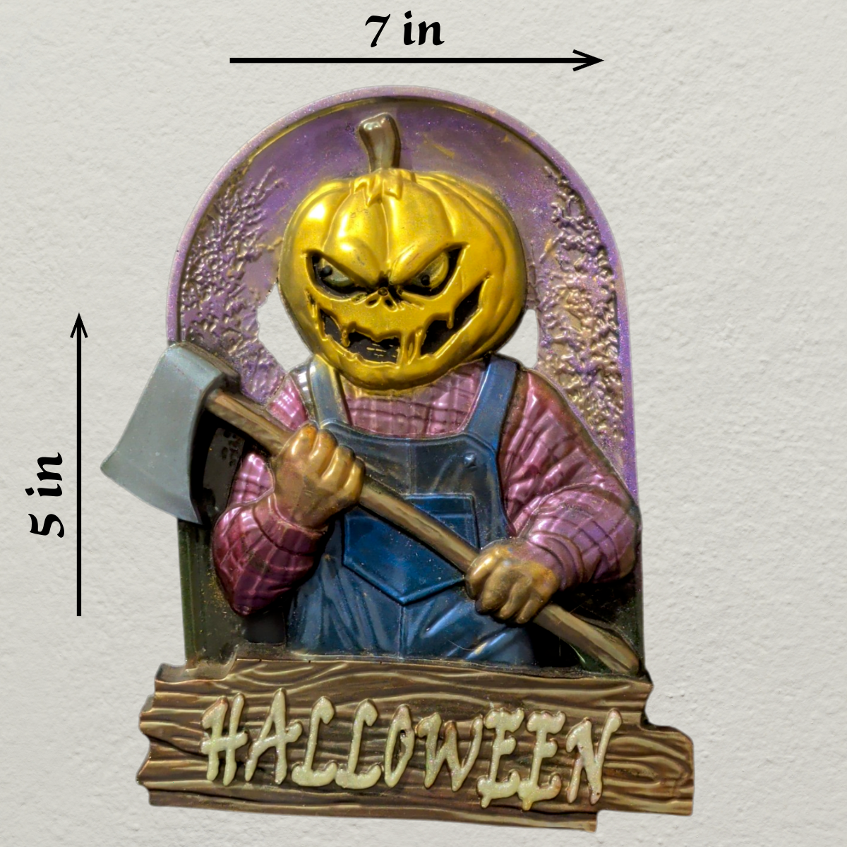 The Pumpkin Carver – Resin Glow-in-the-Dark Halloween Wall Hanging