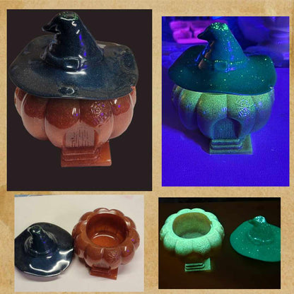 Halloween Autumn Pumpkin Jars traditional or Witch House Glow in the Dark