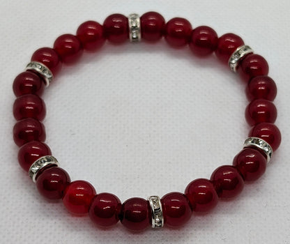 Beaded Elastic Bracelets-Red