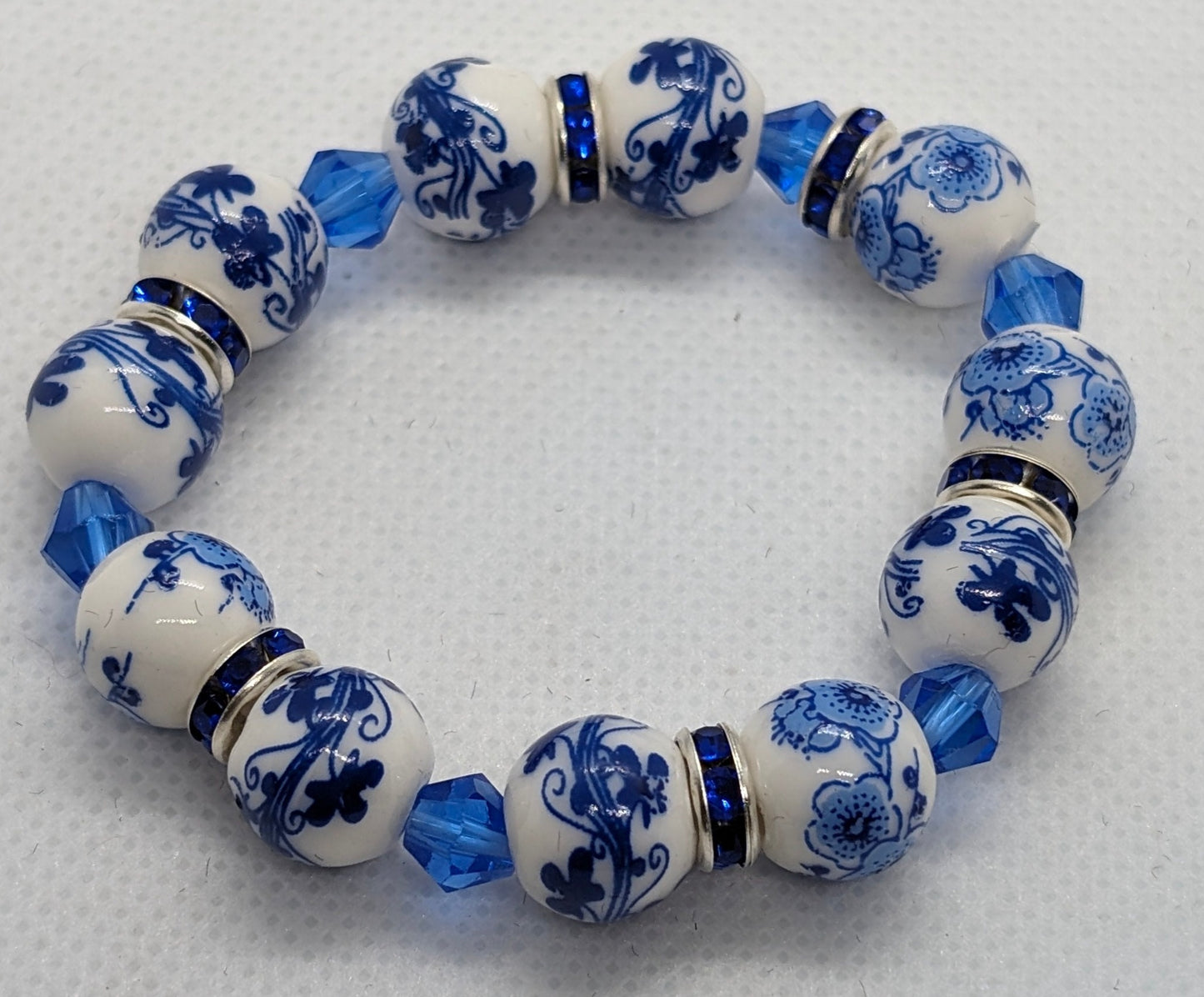 Beaded Elastic Bracelets-Blue
