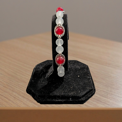 Beaded Elastic Bracelets- White