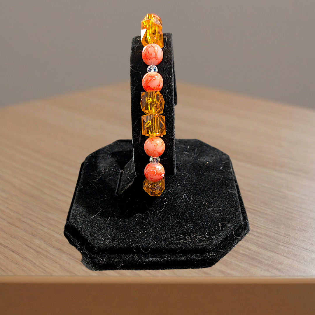 Beaded Elastic Bracelets-Orange