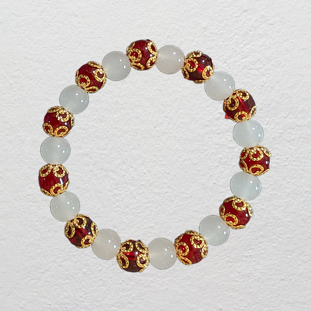 Beaded Elastic Bracelets-Red