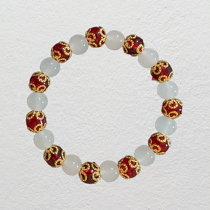 Beaded Elastic Bracelets-Red