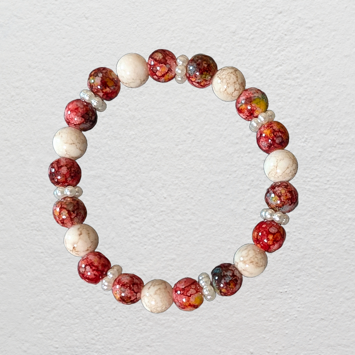Beaded Elastic Bracelets-Red