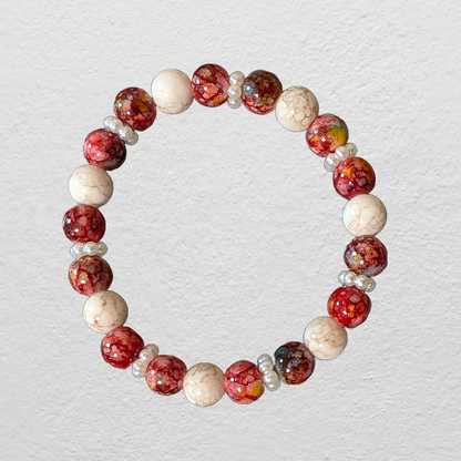 Beaded Elastic Bracelets-Red