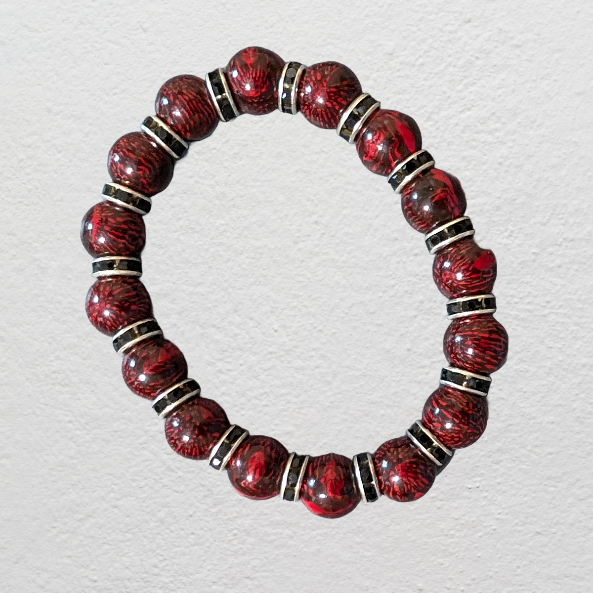 Beaded Elastic Bracelets-Red