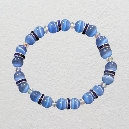 Beaded Elastic Bracelets-Blue