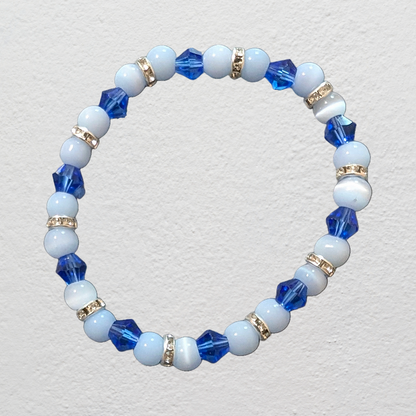 Beaded Elastic Bracelets-Blue