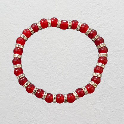 Beaded Elastic Bracelets-Red