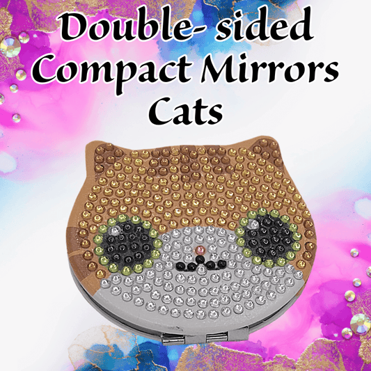 Cat themed Double-sided magnifying compact mirror