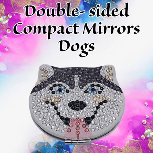 Dog themed Double-sided magnifying compact mirror