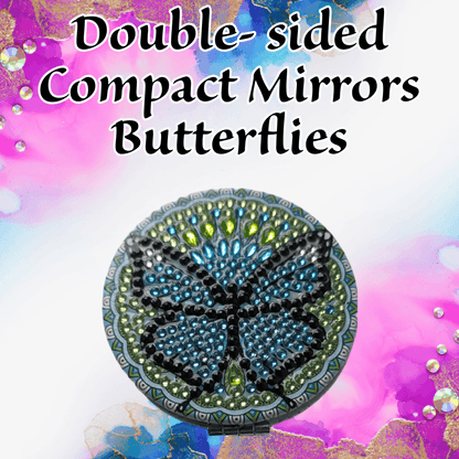 Butterfly themed Double-sided magnifying compact mirror