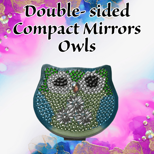 Owl themed Double-sided magnifying compact mirror