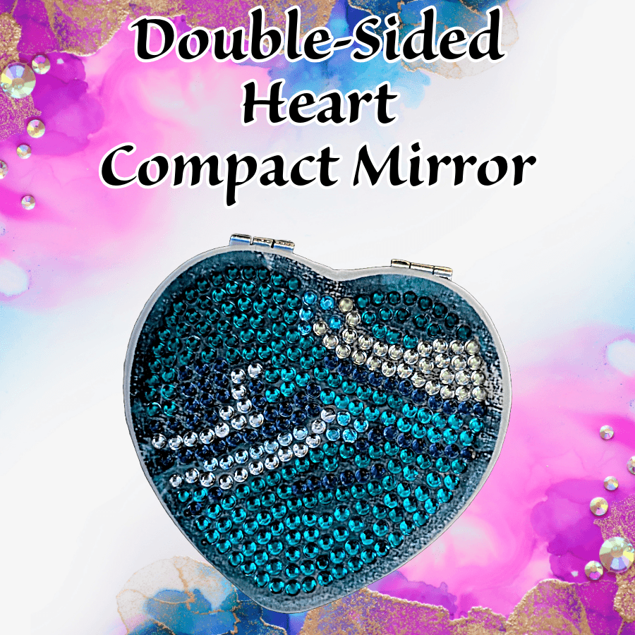 Heart shaped Double-sided magnifying compact mirror