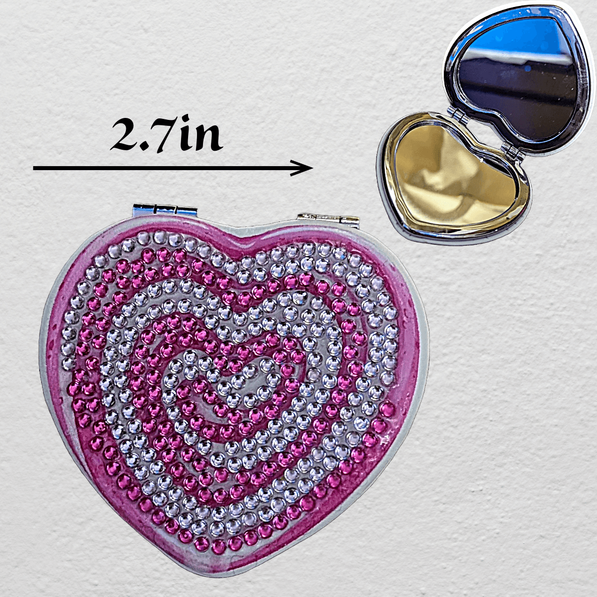 Heart shaped Double-sided magnifying compact mirror