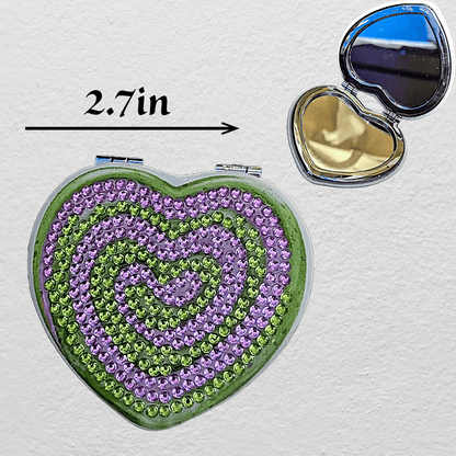 Heart shaped Double-sided magnifying compact mirror