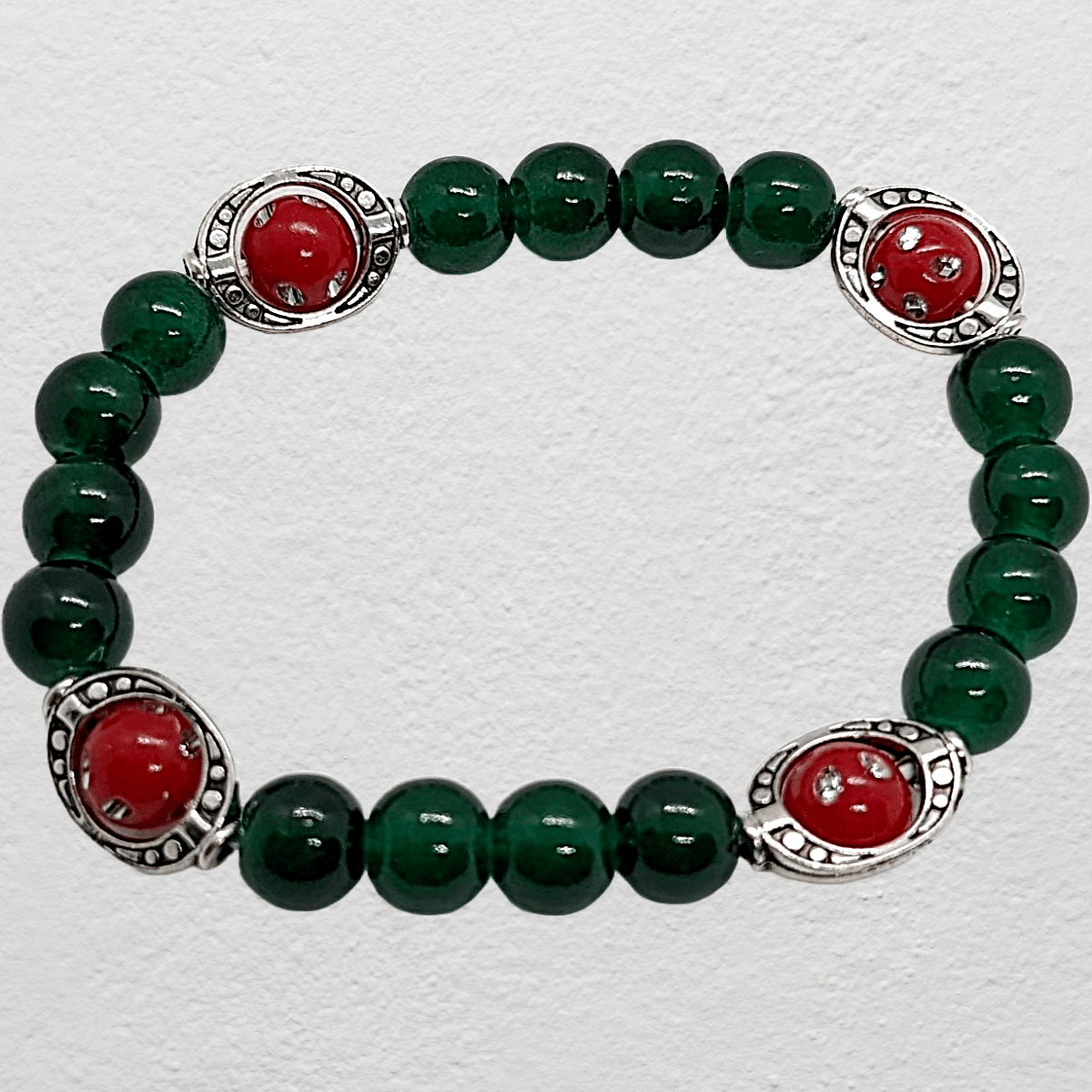 Beaded Elastic Bracelets- Green