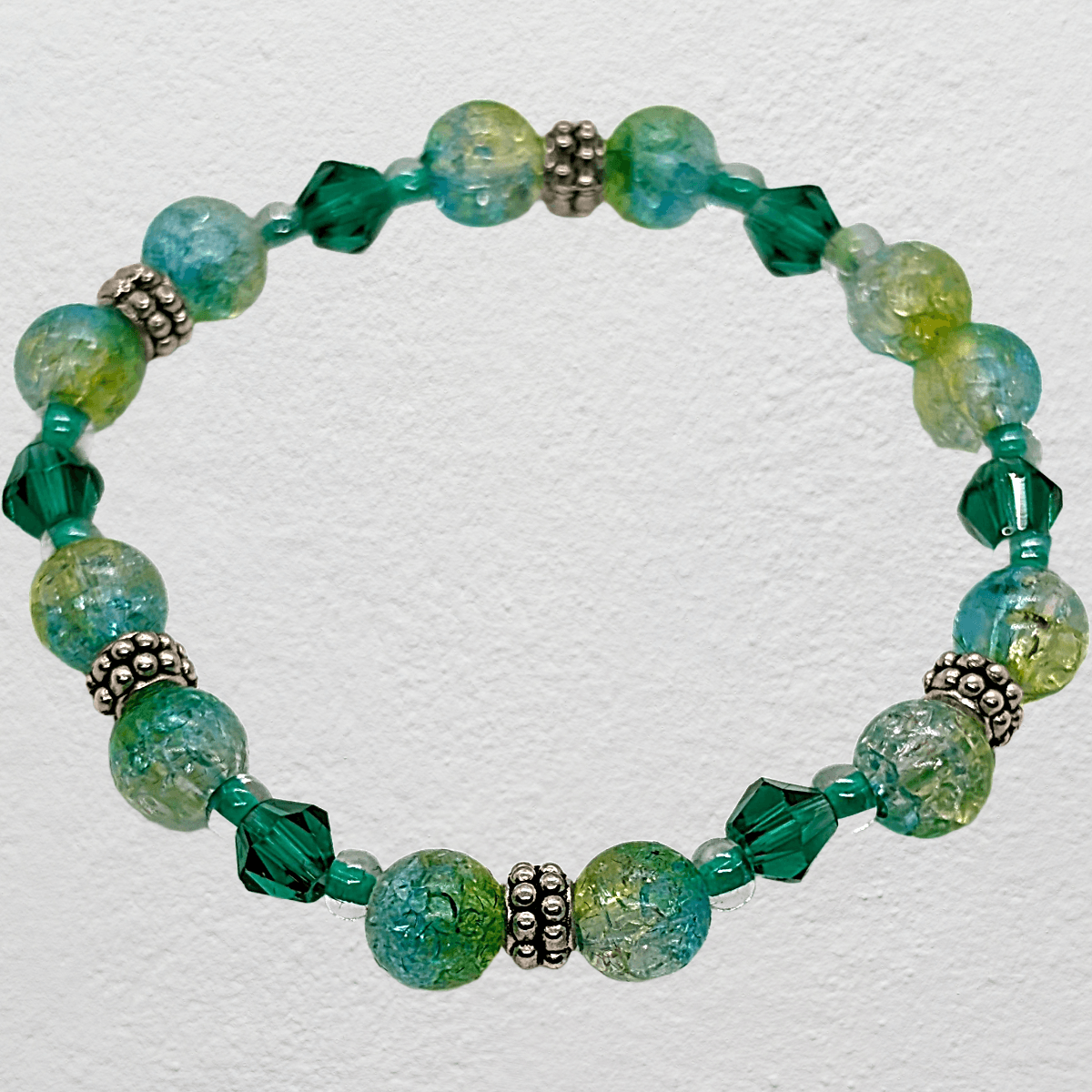 Beaded Elastic Bracelets- Green