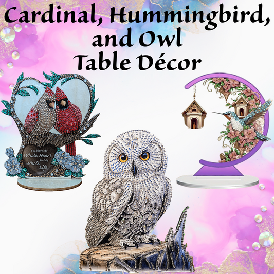 Cardinal, Hummingbird, and Owl Table Décor