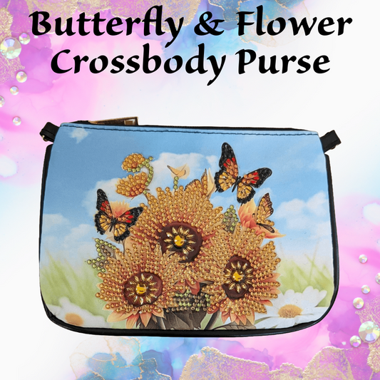 Butterflies and Flowers Crossbody Purse