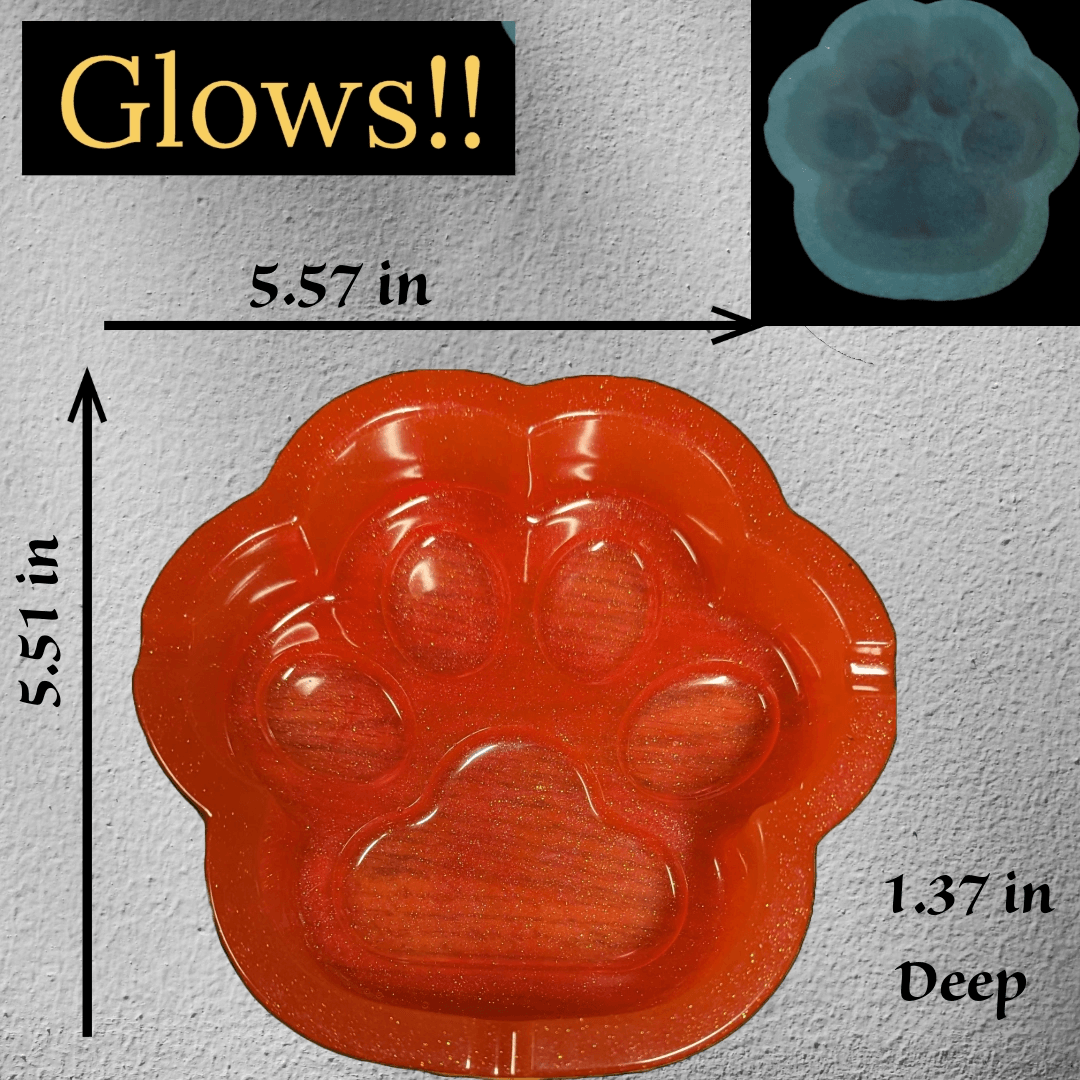 Extra Large paw print ashtray and/or trinket dish that glows