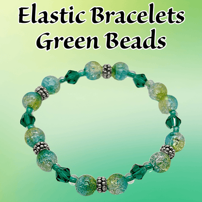 Beaded Elastic Bracelets- Green