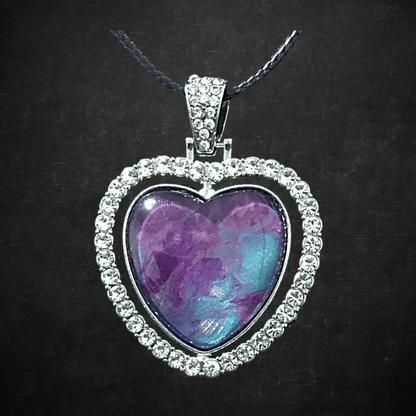 Rhinestone double- sided heart pendant