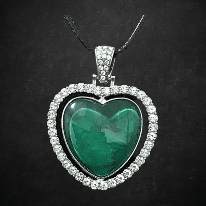 Rhinestone double- sided heart pendant