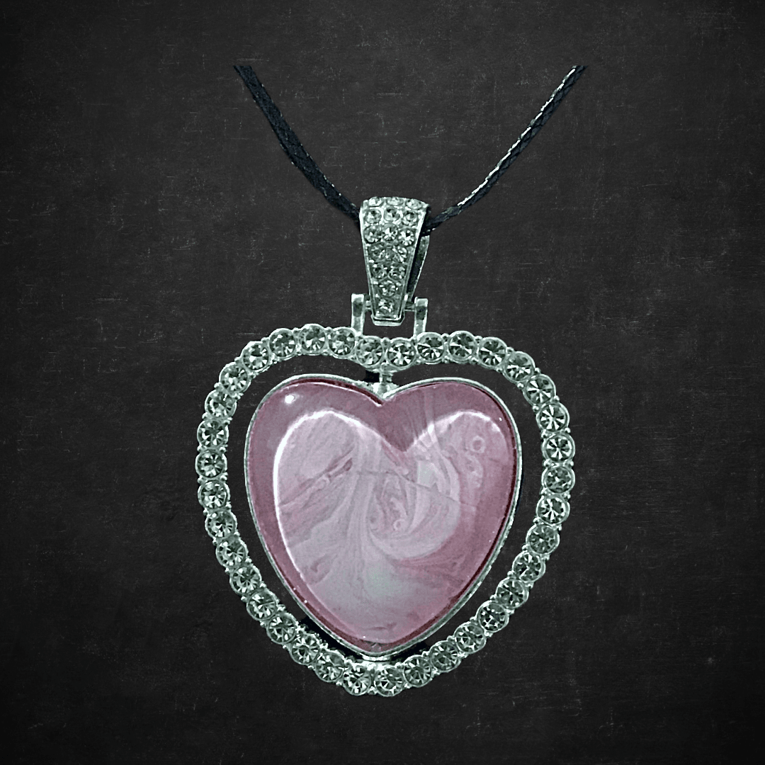 Rhinestone double- sided heart pendant