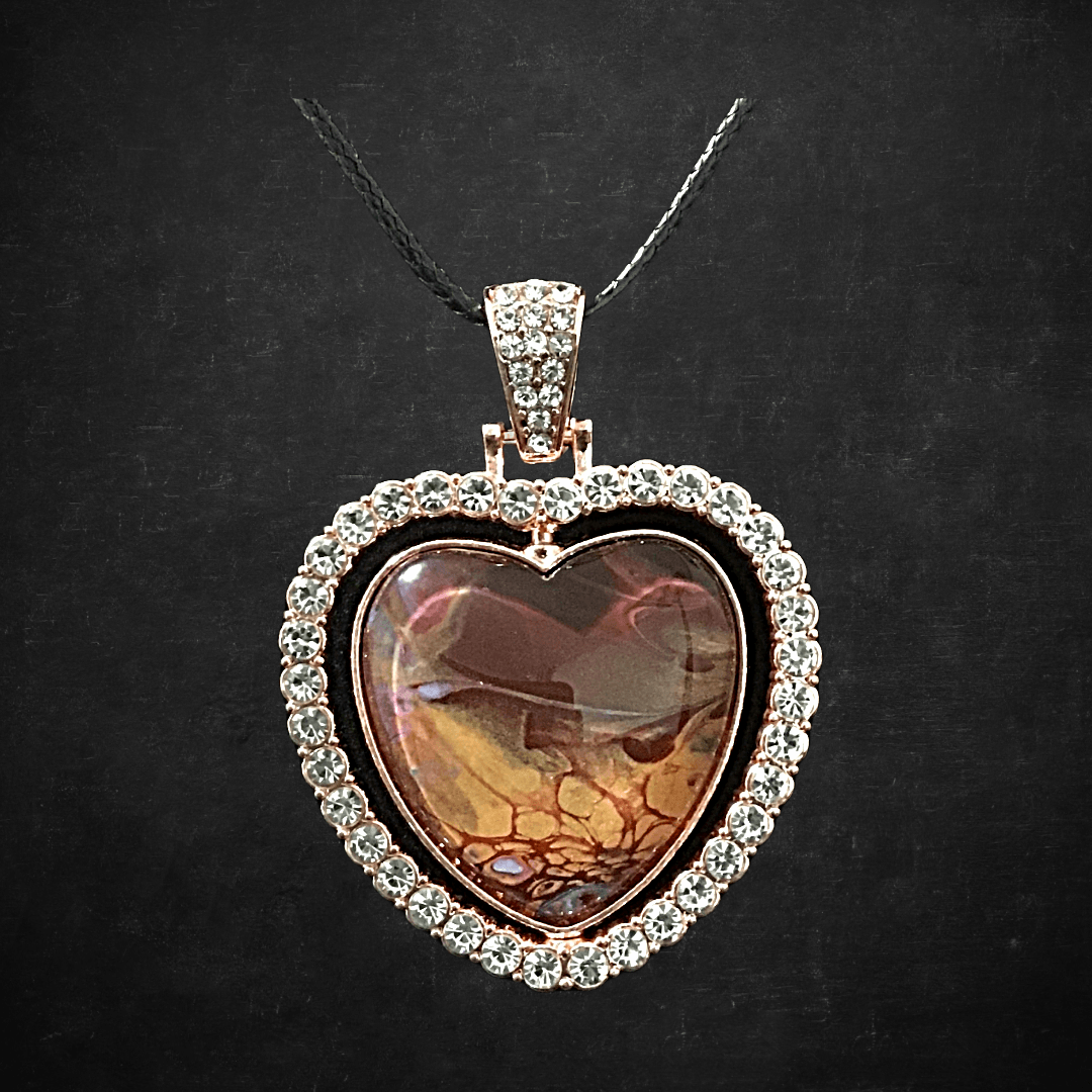 Rhinestone double- sided heart pendant