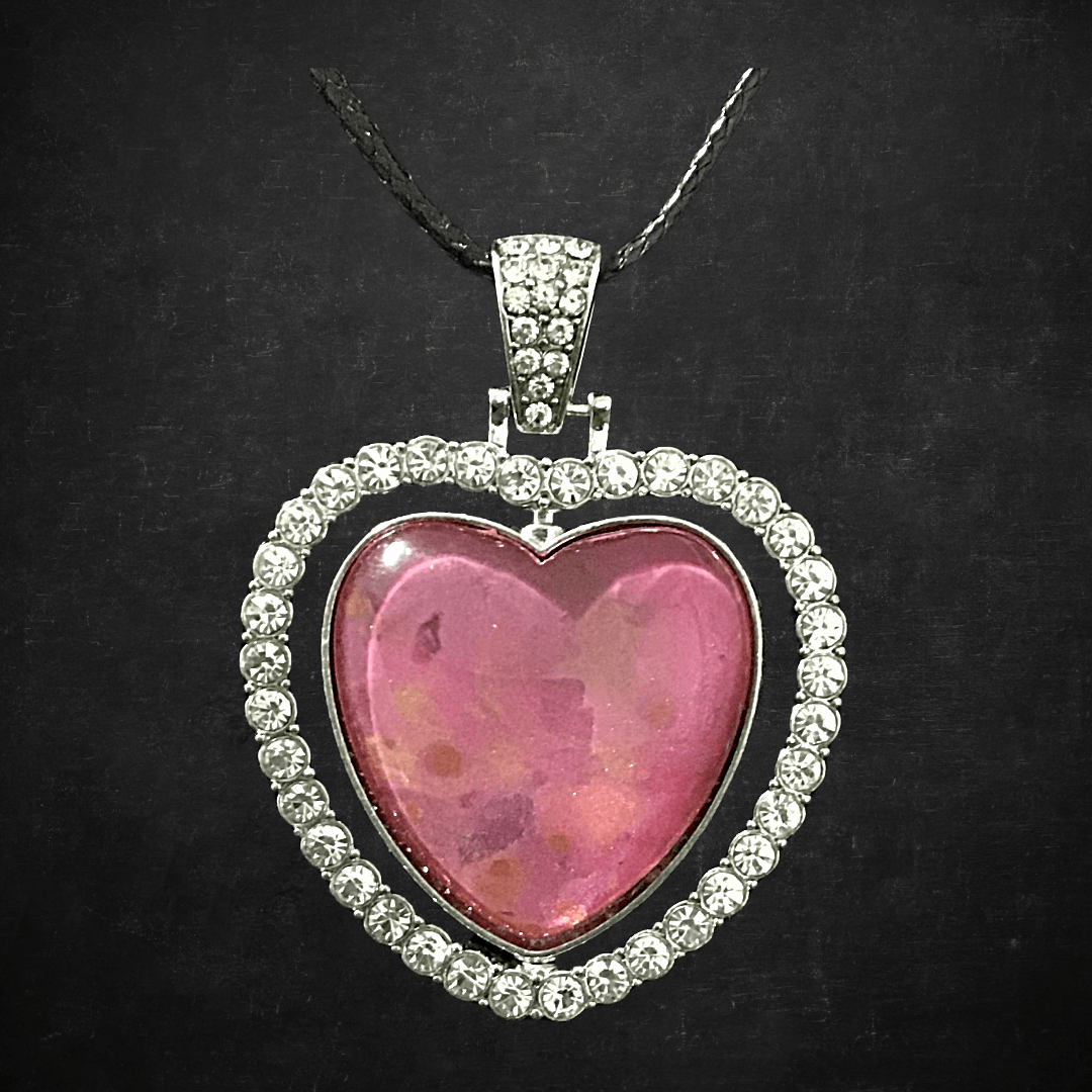 Rhinestone double- sided heart pendant